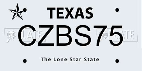 CZBS75 Texas License Plate