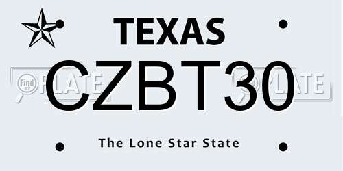 CZBT30 Texas License Plate