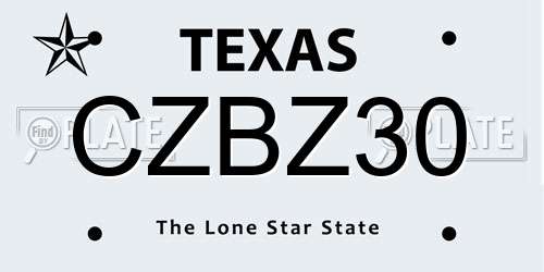 CZBZ30 Texas License Plate