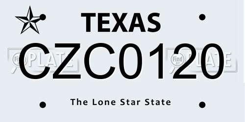 CZC0120 Texas License Plate