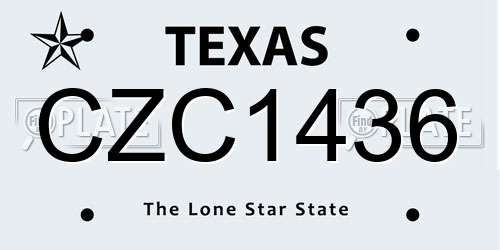 CZC1436 Texas License Plate