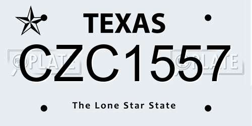CZC1557 Texas License Plate