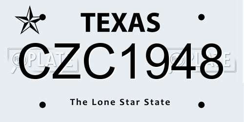 CZC1948 Texas License Plate