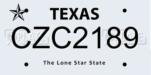 CZC2189 Texas License Plate