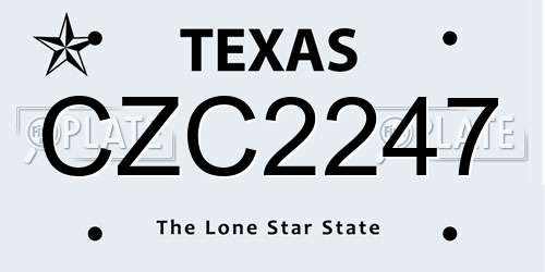 CZC2247 Texas License Plate