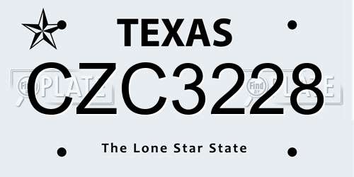 CZC3228 Texas License Plate