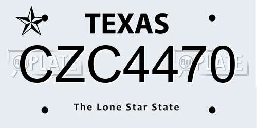 CZC4470 Texas License Plate