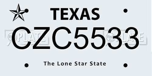 CZC5533 Texas License Plate