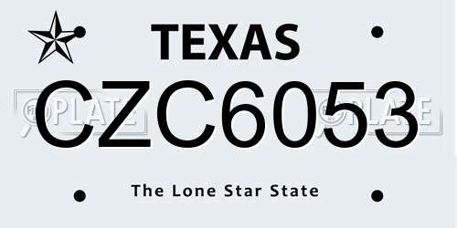 CZC6053 Texas License Plate