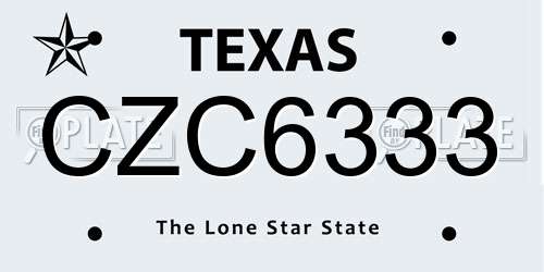 CZC6333 Texas License Plate