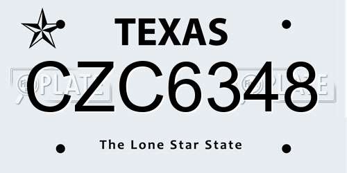 CZC6348 Texas License Plate