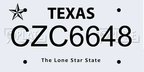 CZC6648 Texas License Plate