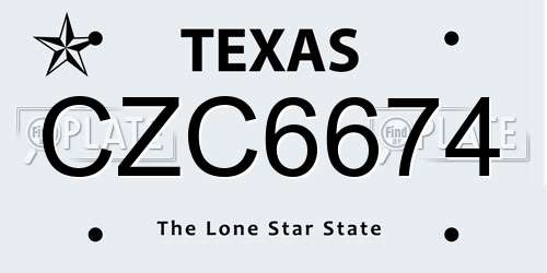 CZC6674 Texas License Plate