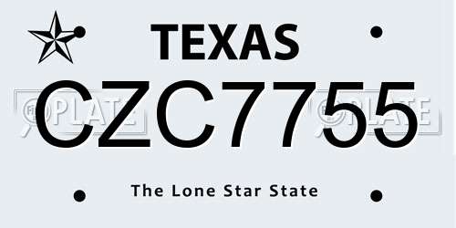 CZC7755 Texas License Plate
