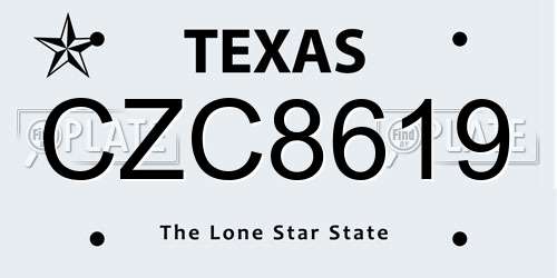CZC8619 Texas License Plate