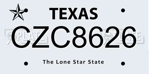 CZC8626 Texas License Plate