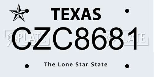 CZC8681 Texas License Plate