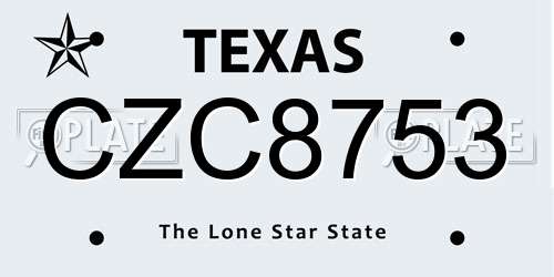 CZC8753 Texas License Plate