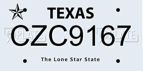 CZC9167 Texas License Plate