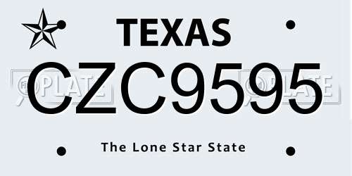 CZC9595 Texas License Plate