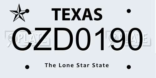 CZD0190 Texas License Plate
