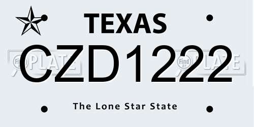 CZD1222 Texas License Plate