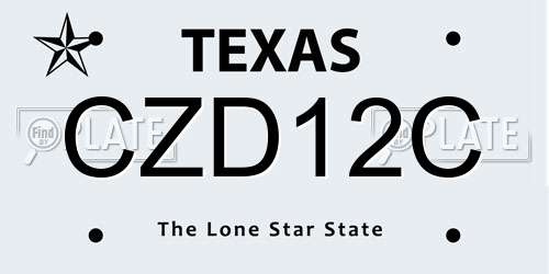 CZD12C Texas License Plate