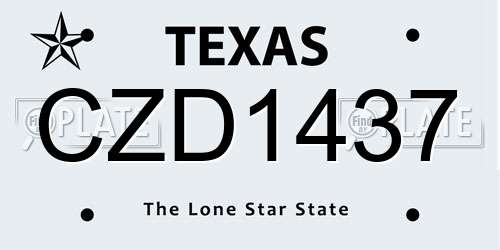 CZD1437 Texas License Plate