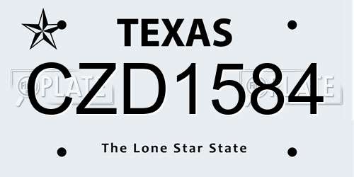 CZD1584 Texas License Plate