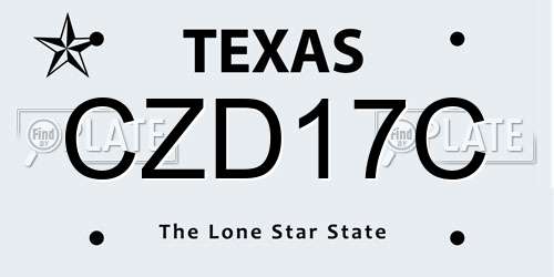 CZD17C Texas License Plate