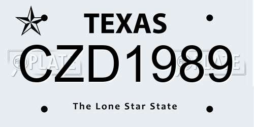 CZD1989 Texas License Plate