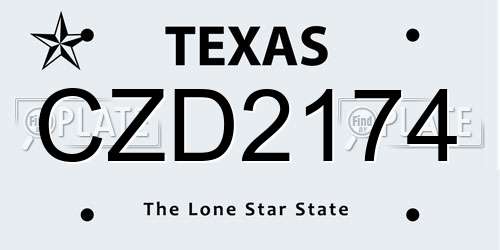 CZD2174 Texas License Plate