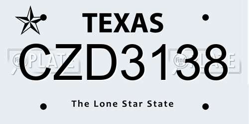 CZD3138 Texas License Plate