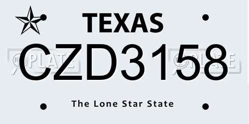 CZD3158 Texas License Plate