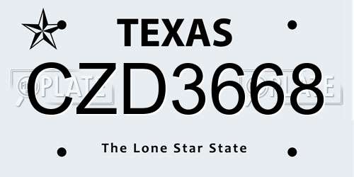 CZD3668 Texas License Plate