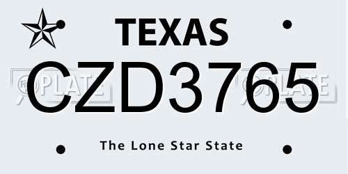 CZD3765 Texas License Plate