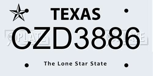 CZD3886 Texas License Plate