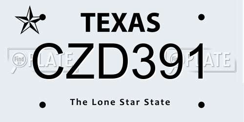 CZD391 Texas License Plate