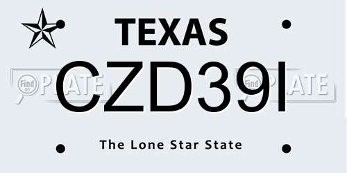 CZD39I Texas License Plate