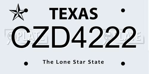 CZD4222 Texas License Plate