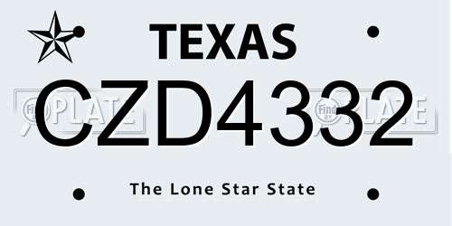 CZD4332 Texas License Plate