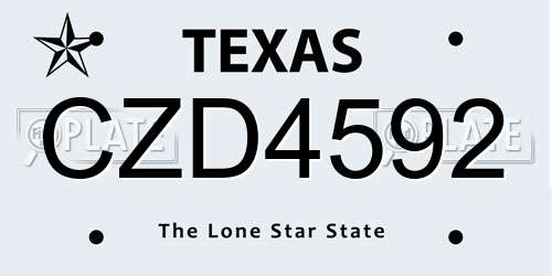 CZD4592 Texas License Plate