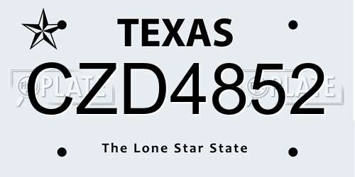 CZD4852 Texas License Plate