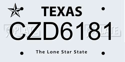 CZD6181 Texas License Plate