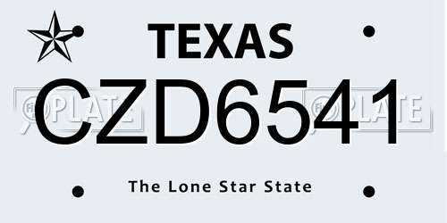 CZD6541 Texas License Plate
