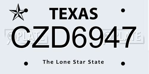 CZD6947 Texas License Plate