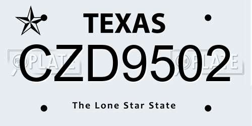 CZD9502 Texas License Plate