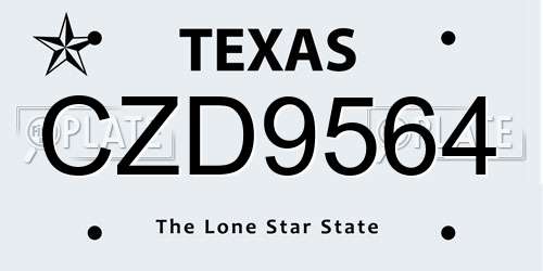 CZD9564 Texas License Plate