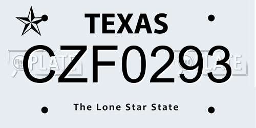 CZF0293 Texas License Plate