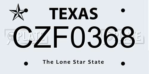 CZF0368 Texas License Plate